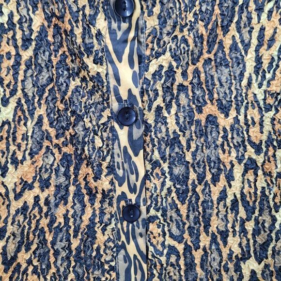 Jerry T Crinkle Stretch Handkerchief Midi Dress 2X Gold Black Leopard Witchy - Picture 4 of 13